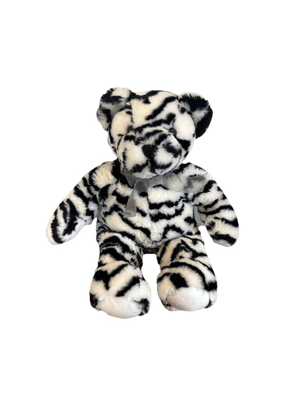 Vintage Kellytoy Bear Black White Zebra Stripe Plush Stuffed Toy 20” Black White